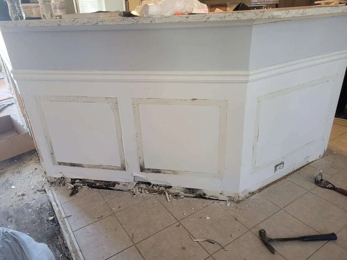 Water damage and mold on kitchen during Storm Damage Restoration in Tucson